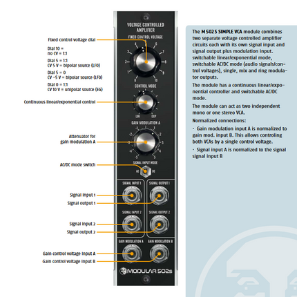 Moon Modular - M 502 S Simple Voltage Controlled Amplifie